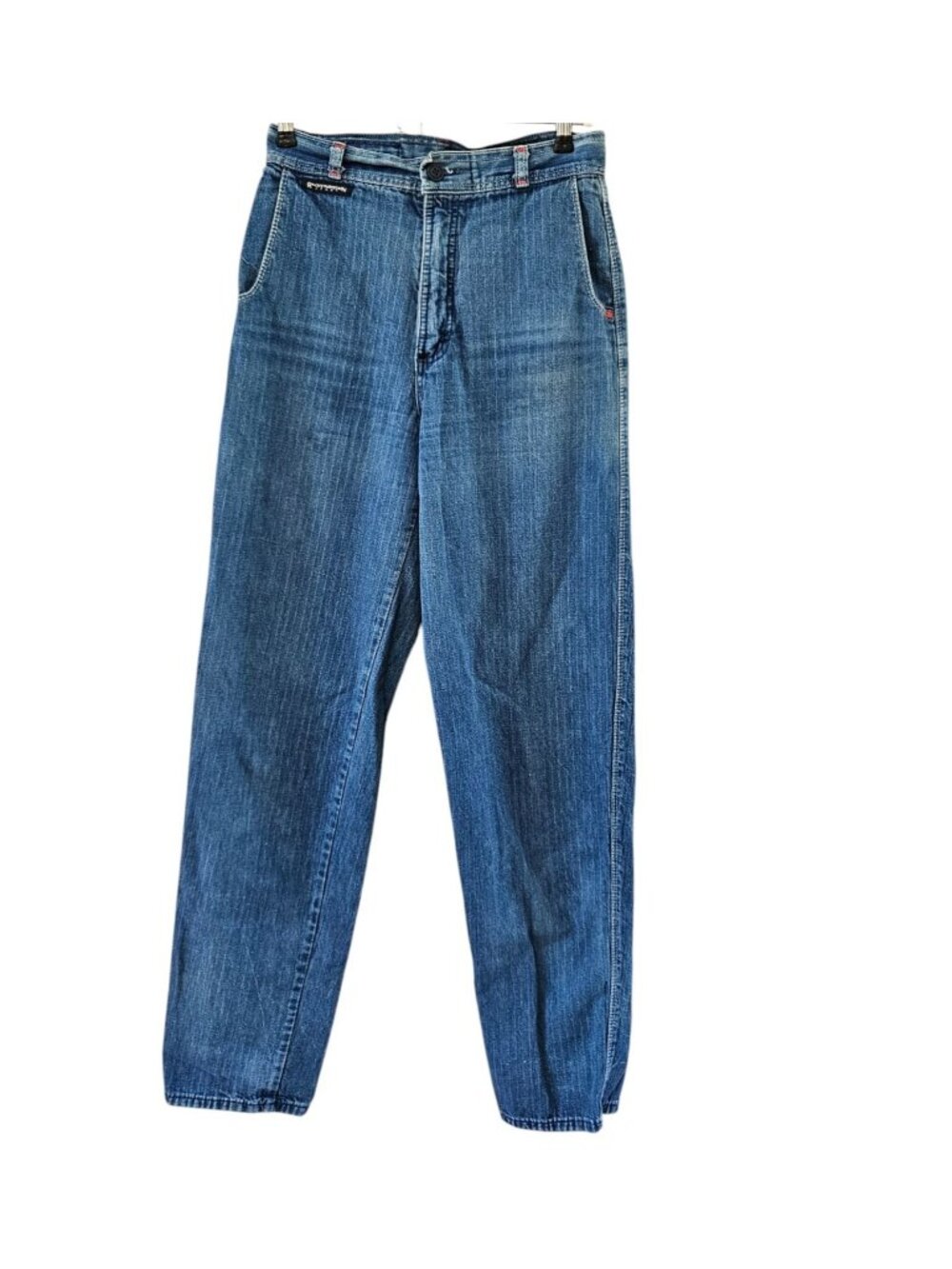 Vintage Rocky Mountain Jeans 26 x 34 Blue Striped High Rise Western Flap Pocket - Picture 4 of 12